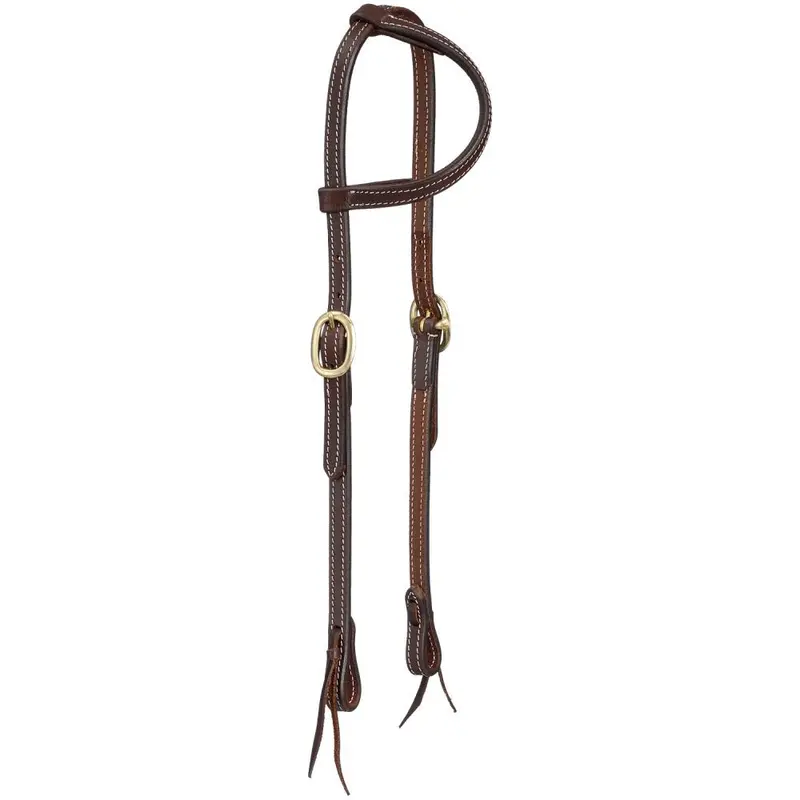Tough 1 Double Stitched Harness Leather Slip Ear Headstall With Tie Ends 1