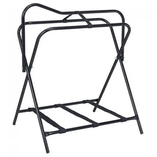 Tough 1 Folding Floor Saddle Rack W/ Web Bottom- Black 1