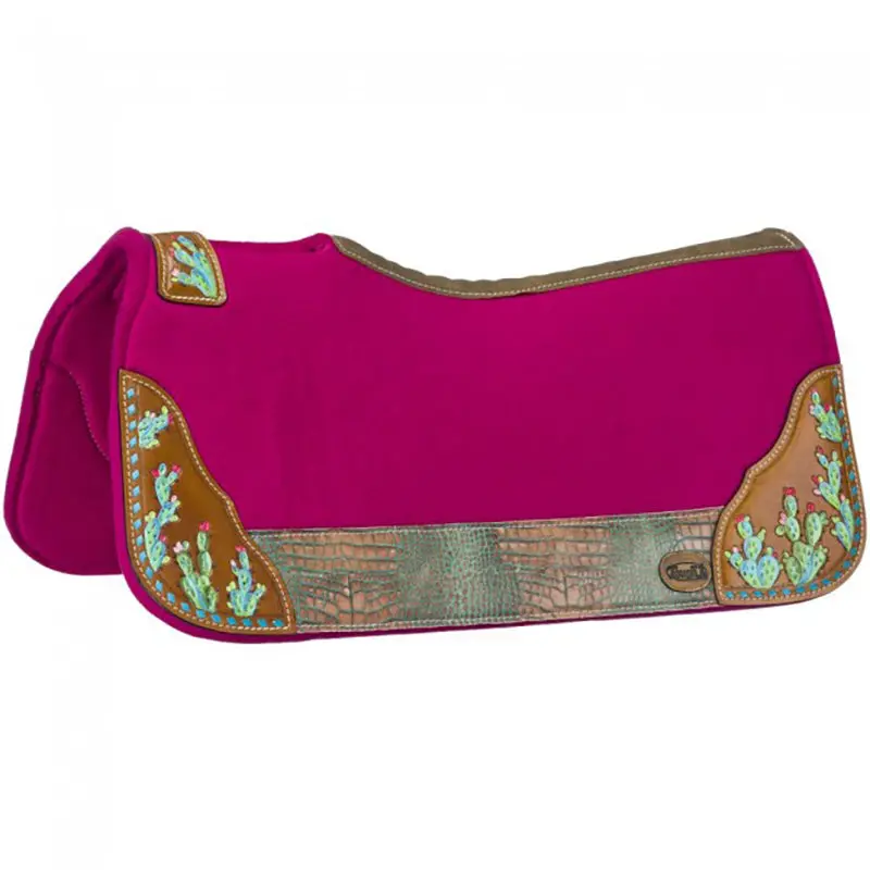 Tough 1 Hand Painted 1" Pink Cactus Saddle Pad 1