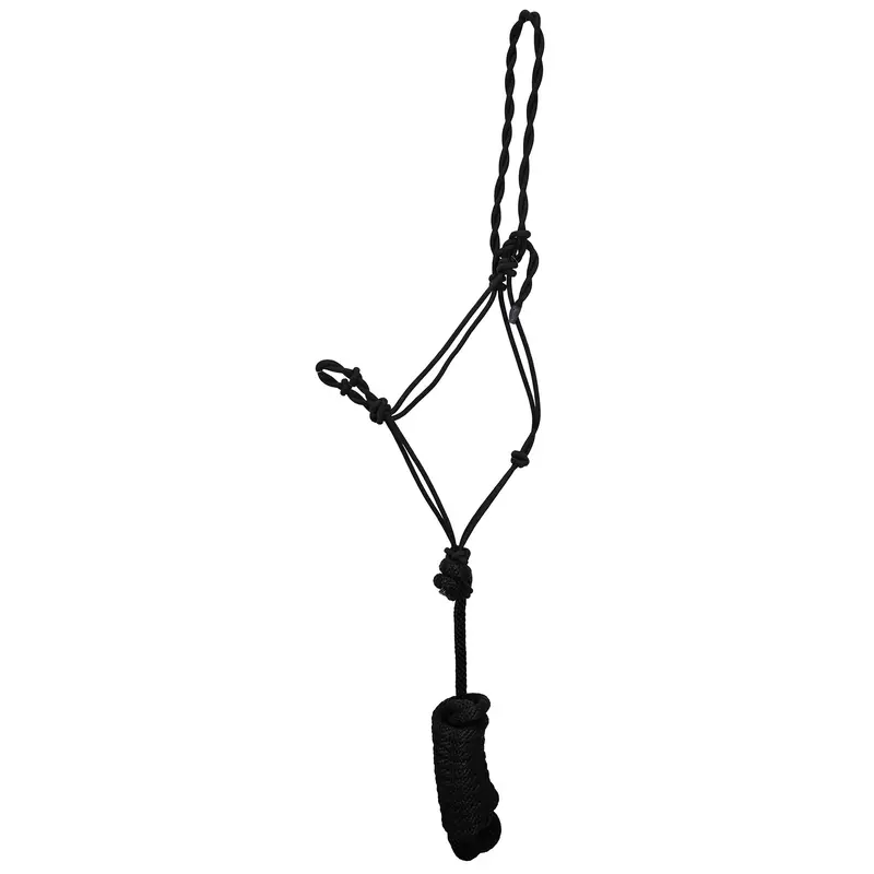 Tough 1 Knotted Rope Halter With Lead Rope- Black 1
