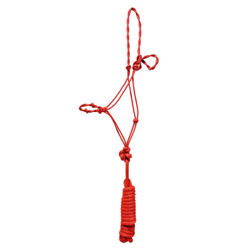 Tough 1 Knotted Rope Halter With Lead Rope- Red 1