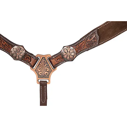 Tough 1 Laramie Brown Tooled Suede Breast Collar 2