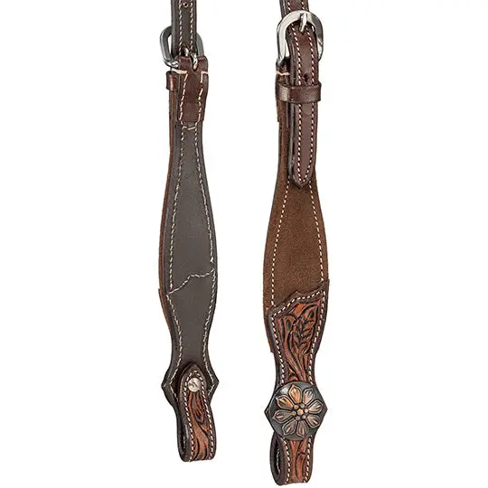 Tough 1 Laramie Brown Tooled Suede Browband Headstall 2