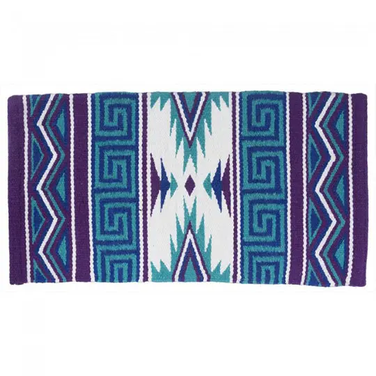 Tough 1 Mayan Navajo Wool Saddle Blanket- Purple/White/Teal/Royal 1