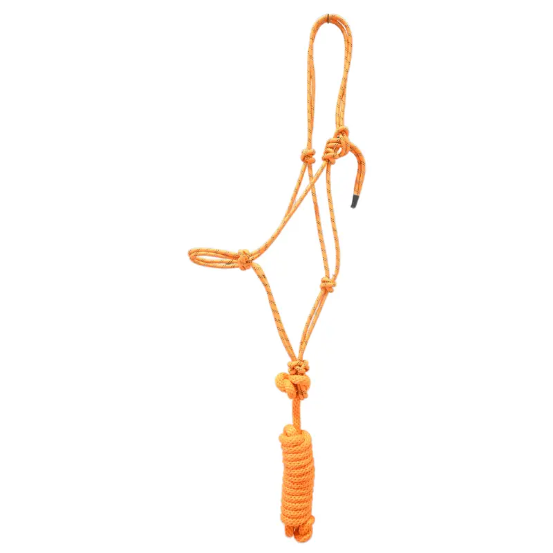 Tough-1 Poly Rope Tied Halter With 10' Lead- Orange 1