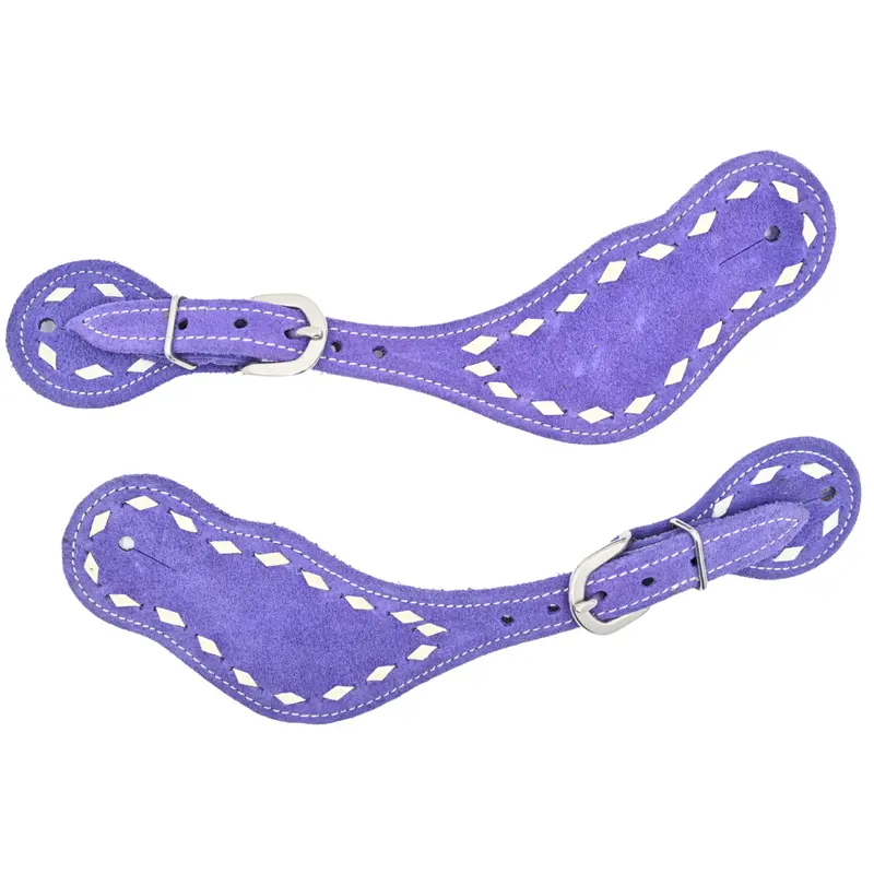 Tough 1 Purple Suede Spur Straps With White Buckstitch 1