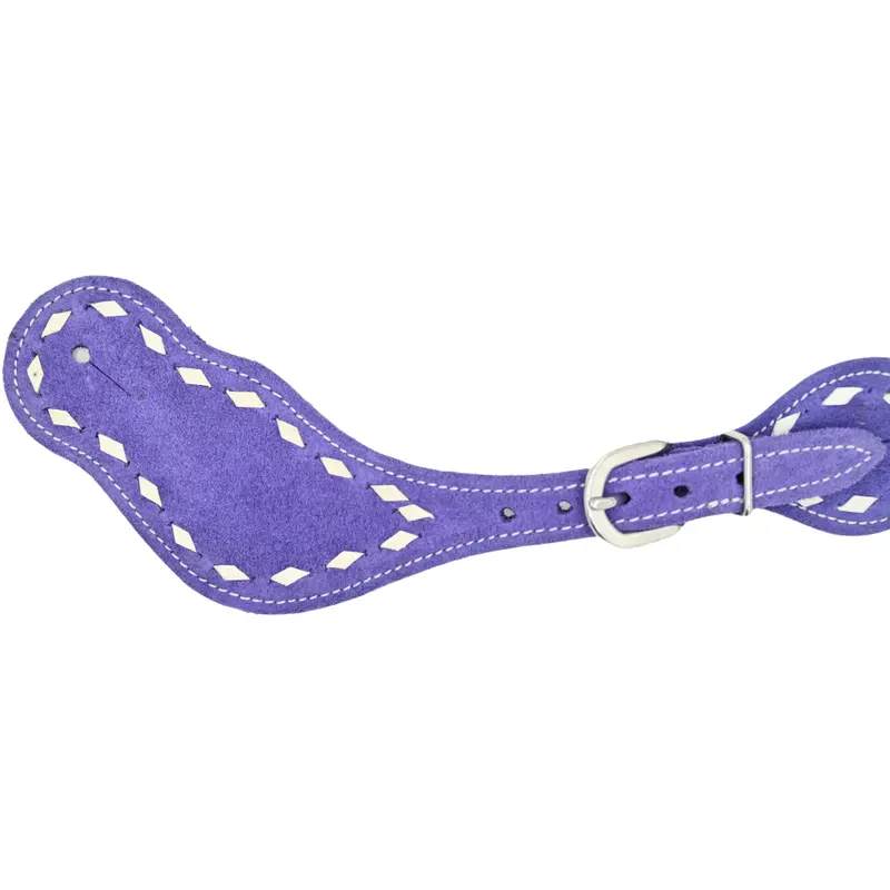 Tough 1 Purple Suede Spur Straps With White Buckstitch 2