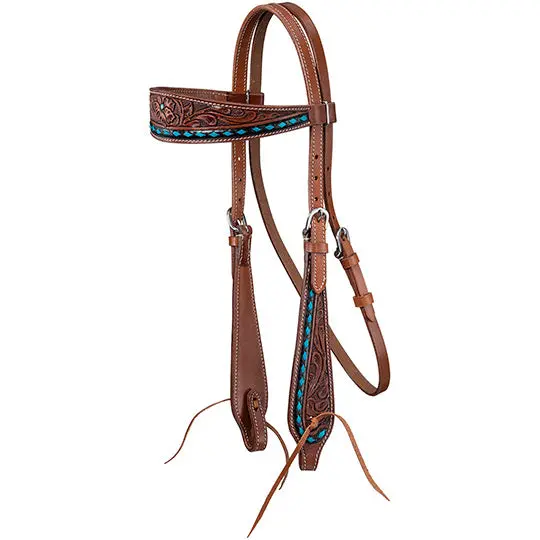 Tough 1 Turquoise Buckstitch Browband Headstall 1