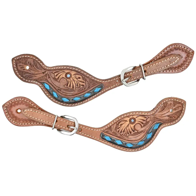 Tough 1 Turquoise Buckstitch Spur Straps 1