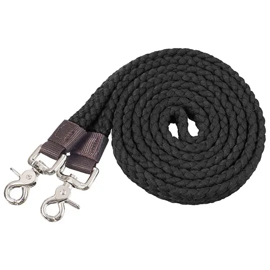 Tough1 Pro Flat Cotton Roping Reins- Black 1