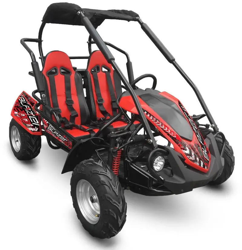 Trailmaster Blazer 200R Mid-Size Go Kart, 7.5Hp Torque Converter, Electric Start Reverse, Kids Ages 7-12 1