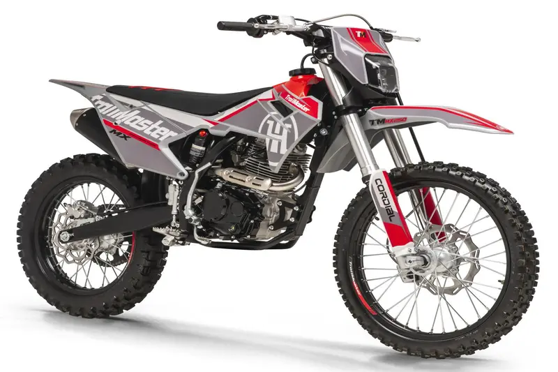 Trailmaster Mx250 Dirt Bike, 5-Speed Manual, Electric Start, Dual Disc Brakes, (21/18) Wheels 1