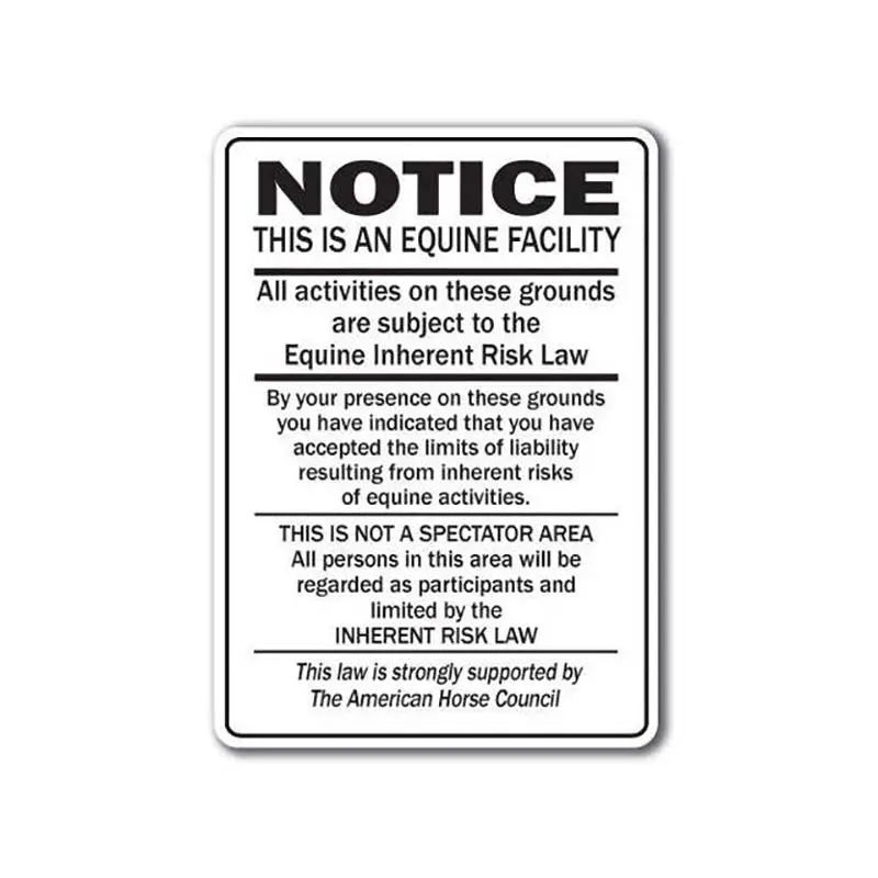 Universal Equine Liability Sign (12"X18") 1