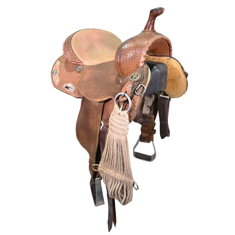 Used 13.5" Double J Pozzi Pro Racer Barrel Racing Saddle 1
