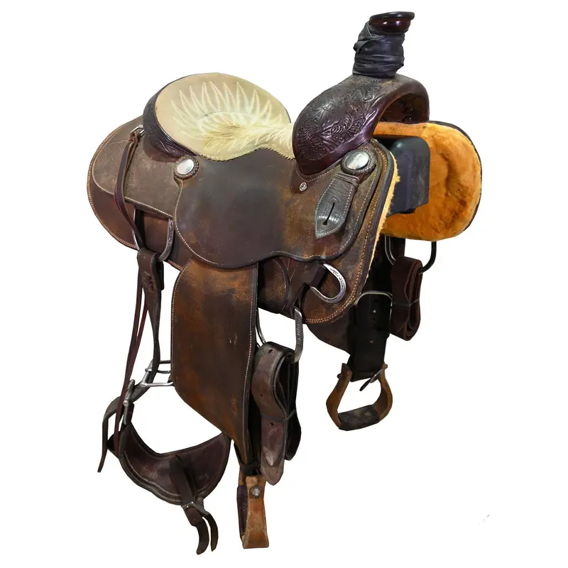 Used 14.5" Waylon Wike Team Roping Saddle 1