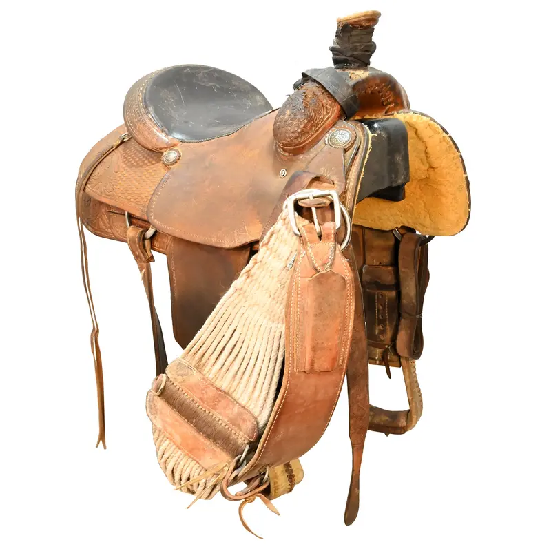 Used 14.75" No Maker Team Roping Saddle 1