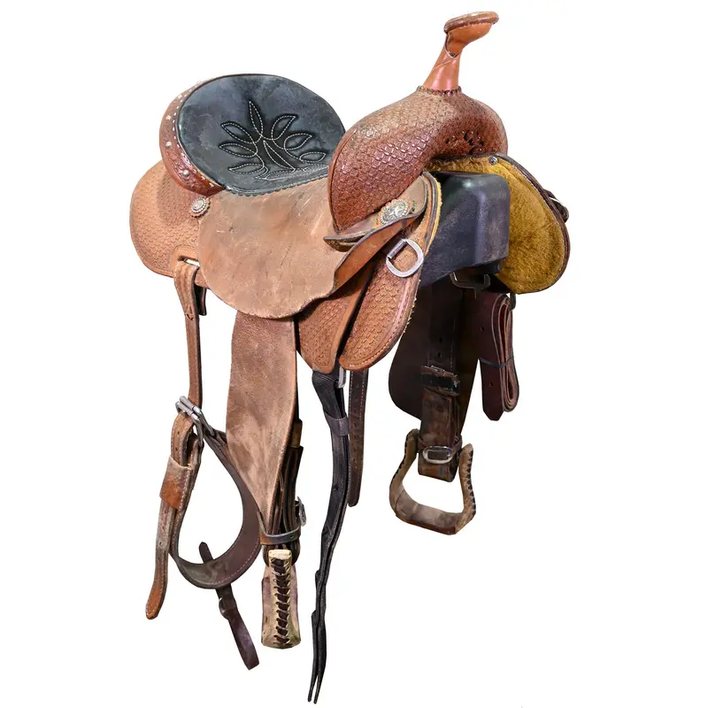 Used 14" Double J Pozzi Pro Barrel Racing Saddle 1
