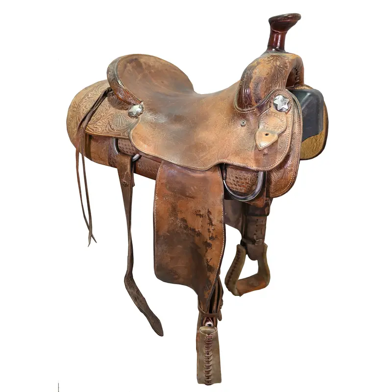Used 16" Roy Stone Ranch Roping Saddle 1