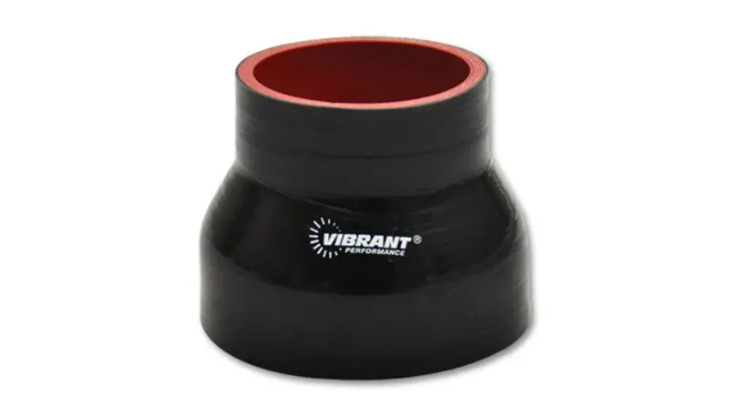 Vibrant 4 Ply Reinforced Silicone Transition Connector - 3In I.D. X 3.5In I.D. X 3In Long (Black) 1