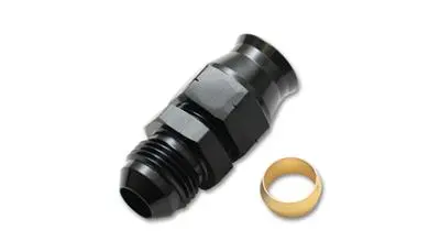 Vibrant Performance 16456 Tube End Fitting; Fabrication Components; -6An Male To 3/8 Inch Tube; Straight; Anodized; Black; Aluminum; Single 1