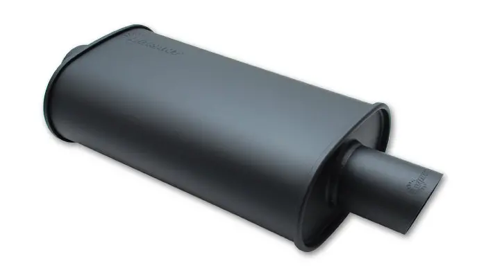 Vibrant Performance Streetpower Flat Black Oval Muffler; Inlet I.D. 2.50" (63.5Mm) Tip O.D. 3.00" (76.2Mm) 1