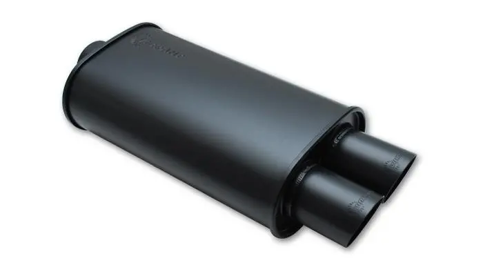 Vibrant Performance Streetpower Flat Black Oval Muffler With Dual Tips; Inlet Id: 3.00"(76.2Mm) Tip Od: 3.00"(76.2Mm) Center To Center: 3.25"(82.6Mm) 1149 1