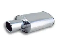 Vibrant Streetpower Turbo Oval Muffler With 4In Round Tip Angle Cut Rolled Edge - 3In Inlet I.D. 1