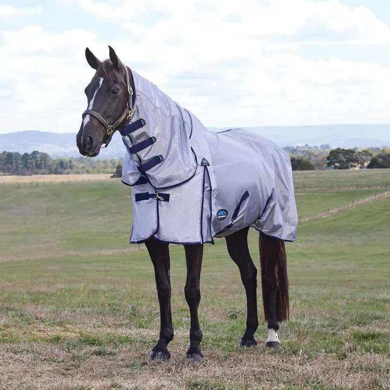 Weatherbeeta Comfitec Hexi Shield Fly Sheet Combo- Silver/Navy/White 1