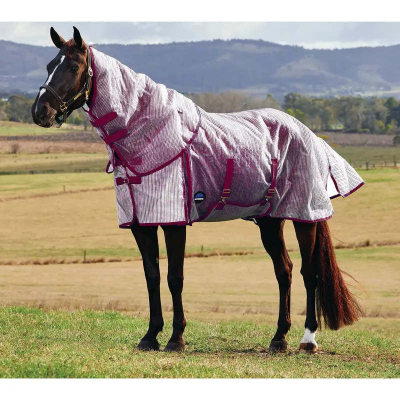 Weatherbeeta Comfitec Ripshield Fly Sheet Detach-A-Neck- White/Burgundy 1