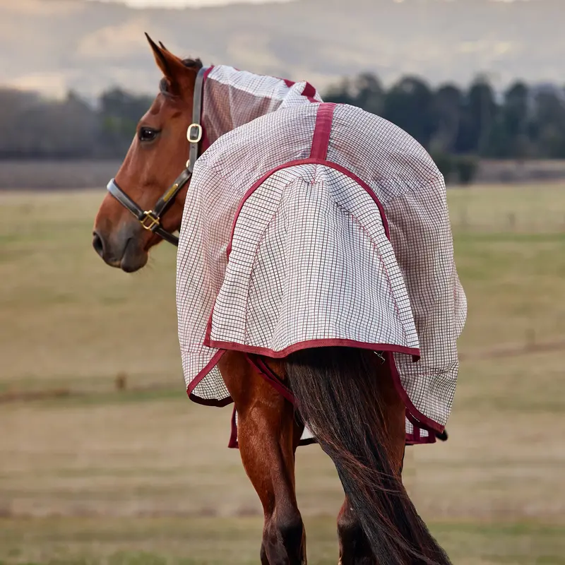 Weatherbeeta Comfitec Ripshield Fly Sheet Detach-A-Neck- White/Burgundy 3