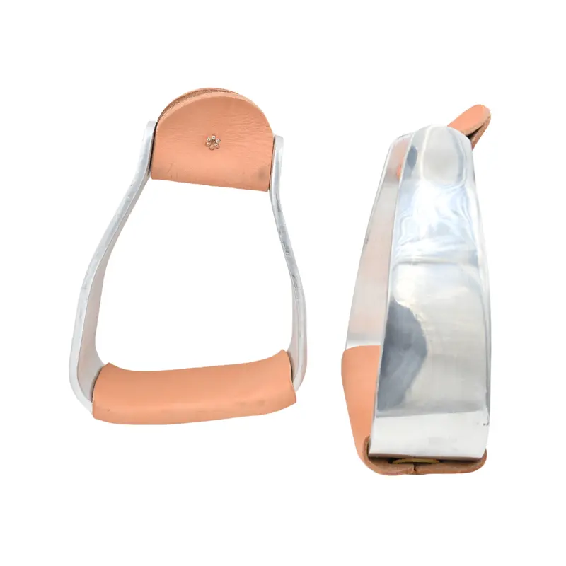 Weaver Leather 3" Sloped Leather Covered Aluminum Stirrups 1