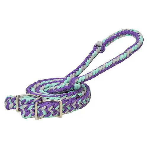 Weaver Leather Braided Nylon Barrel Reins- Purple/Grey/Mint/Silver 1