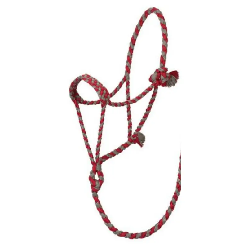 Weaver Leather Braided Rope Halter With 10' Lead Rope- Dark Red/Charcoal 2