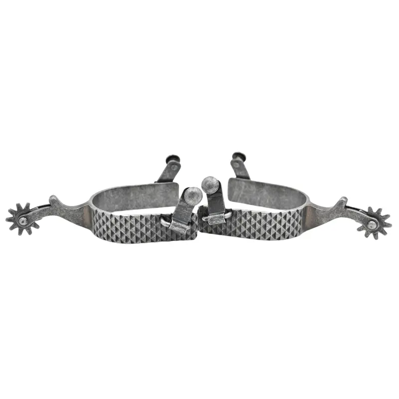 Weaver Leather Buffed Black Men's Spurs With Rasp Design 1
