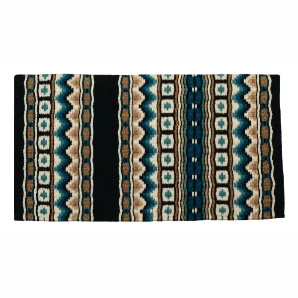 Weaver Leather New Zealand Wool Show Blanket- Black/Sand/Turquoise 1