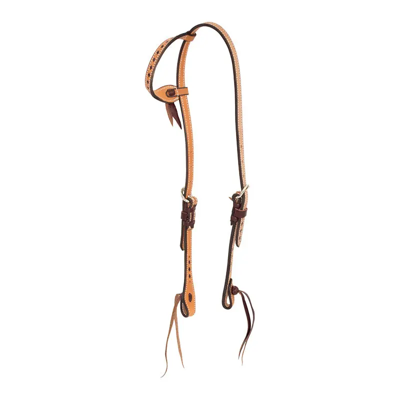 Wildfire Saddlery 5/8" Roughout Saddle Leather Buckstitched Single Ear Headstall 1