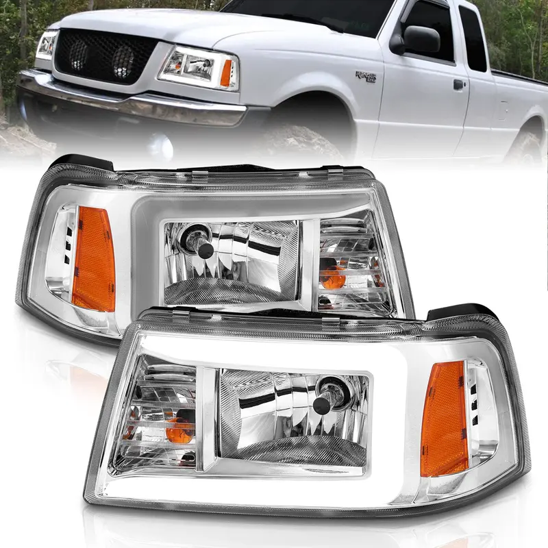 Anzo Usa 111512 Chrome Housing Crystal Headlight Set With Integrated Light Bar (Pair) 1