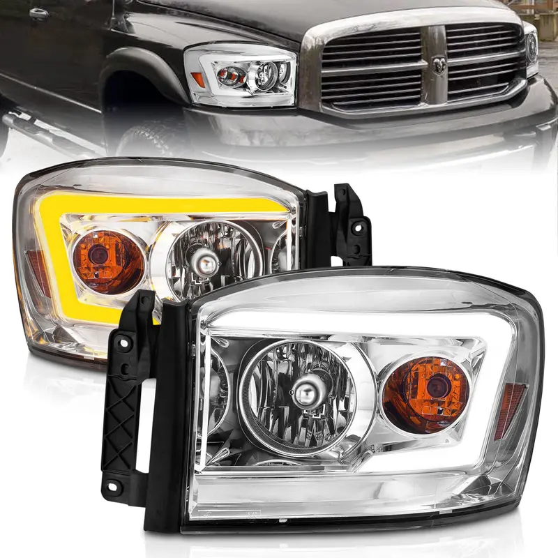 Anzo Usa Crystal Headlight Assembly – Clear Lens, Chrome Housing, Integrated Light Bar & Switchback Leds 1