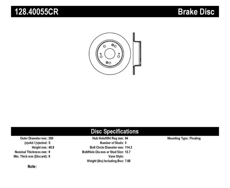 Stoptech 128.40055Cr Cryogenically Treated Rear Right Drilled Brake Rotor – Sport Series 1