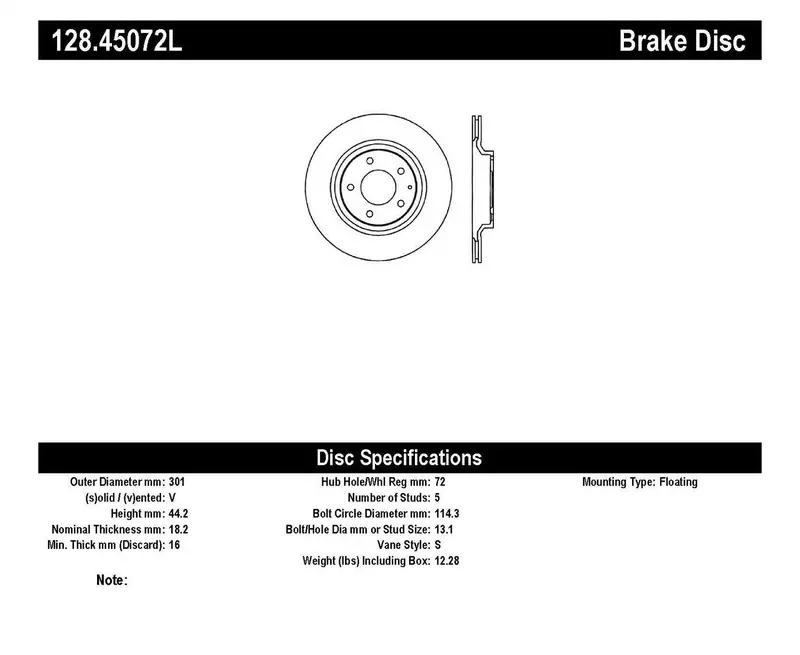 Stoptech 128.45072L Stoptech Sport Cross Drilled Brake Rotor; Rear Left 1