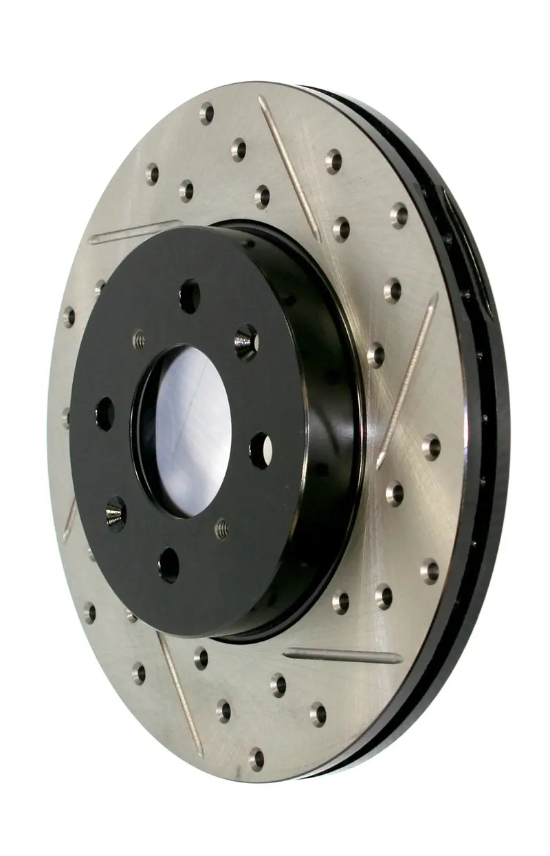 Stoptech Rear Right Sport Brake Rotor – Drilled & Slotted Design 1