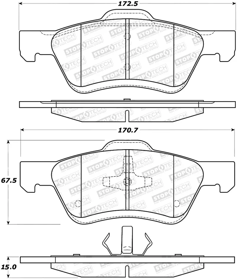 Stoptech Street Brake Pad Kit – Includes Shims & Installation Hardware (308.10472) 1